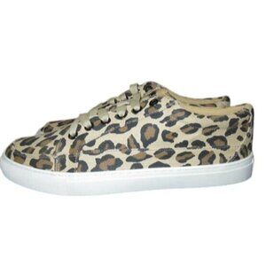 Boutique by Corkys Puzzle Leopard Spot Canvas Leather Sneakers sz 10 New in box